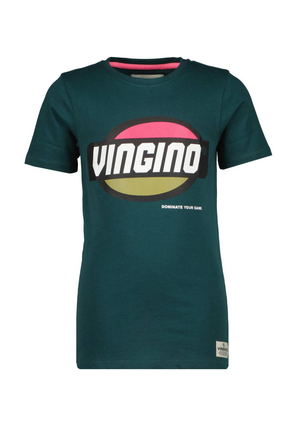 Vingino T-shirt Hufo met logo donkergroen