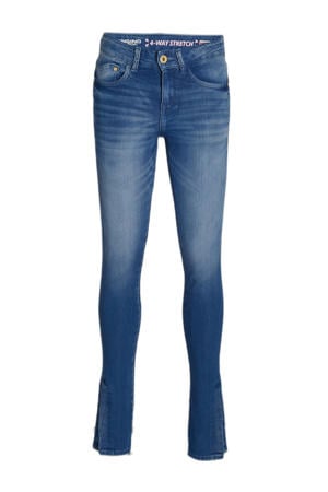 super skinny jeans Bella split mid blue wash