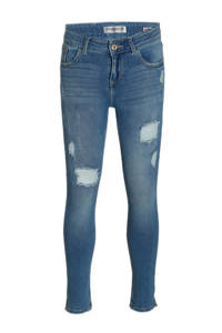 Stonewashed meisjes Vingino cropped skinny jeans Amore cropped van stretchdenim met regular waist en rits- en knoopsluiting