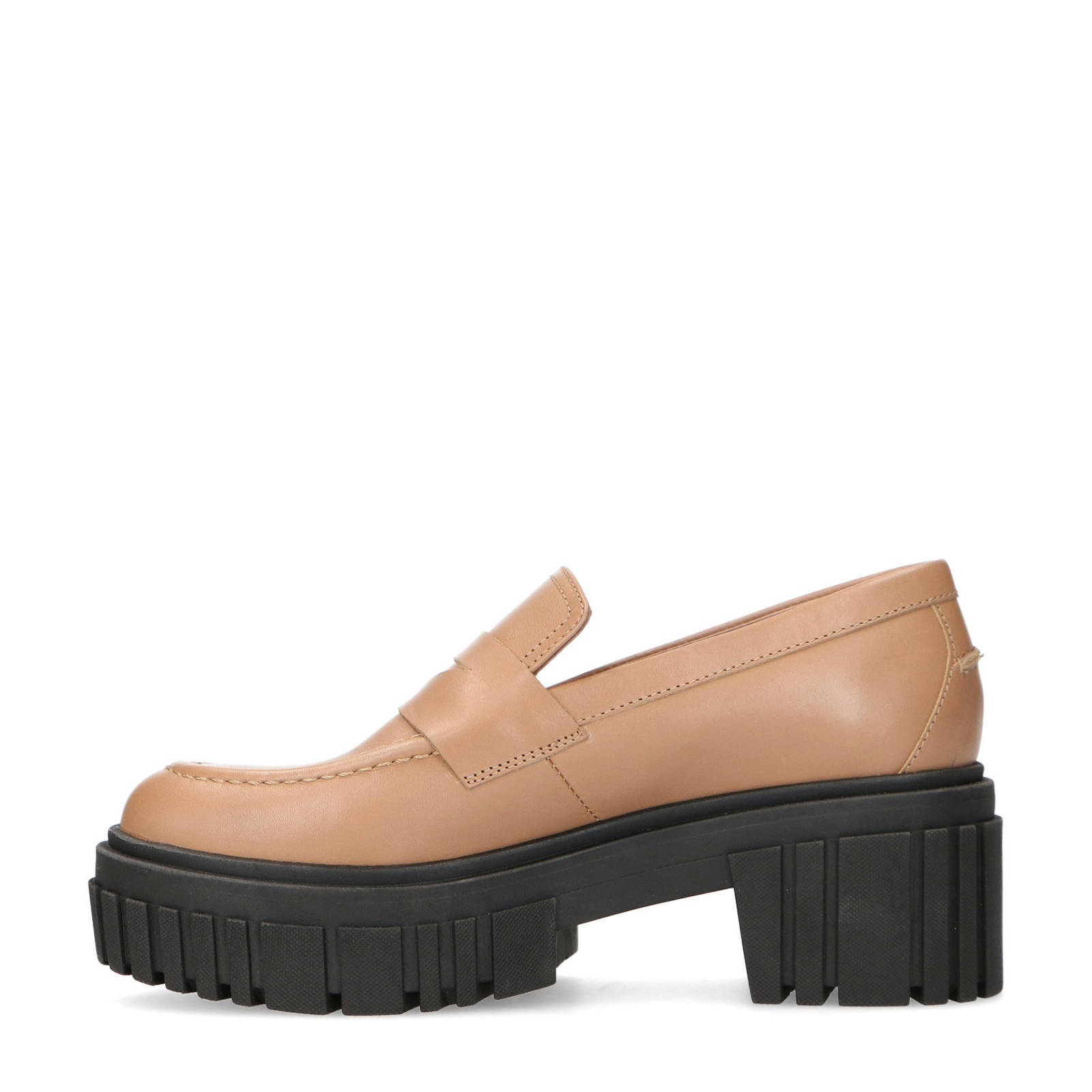 Zwarte leren loafers met structuur - Damesschoenen – SACHA