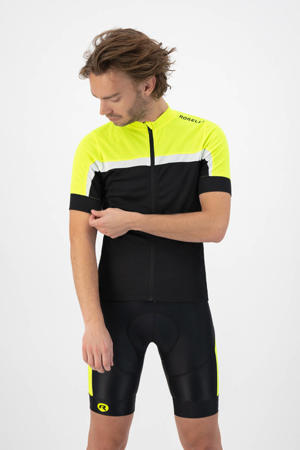   fietsshirt KM Course zwart/neon geel/wit