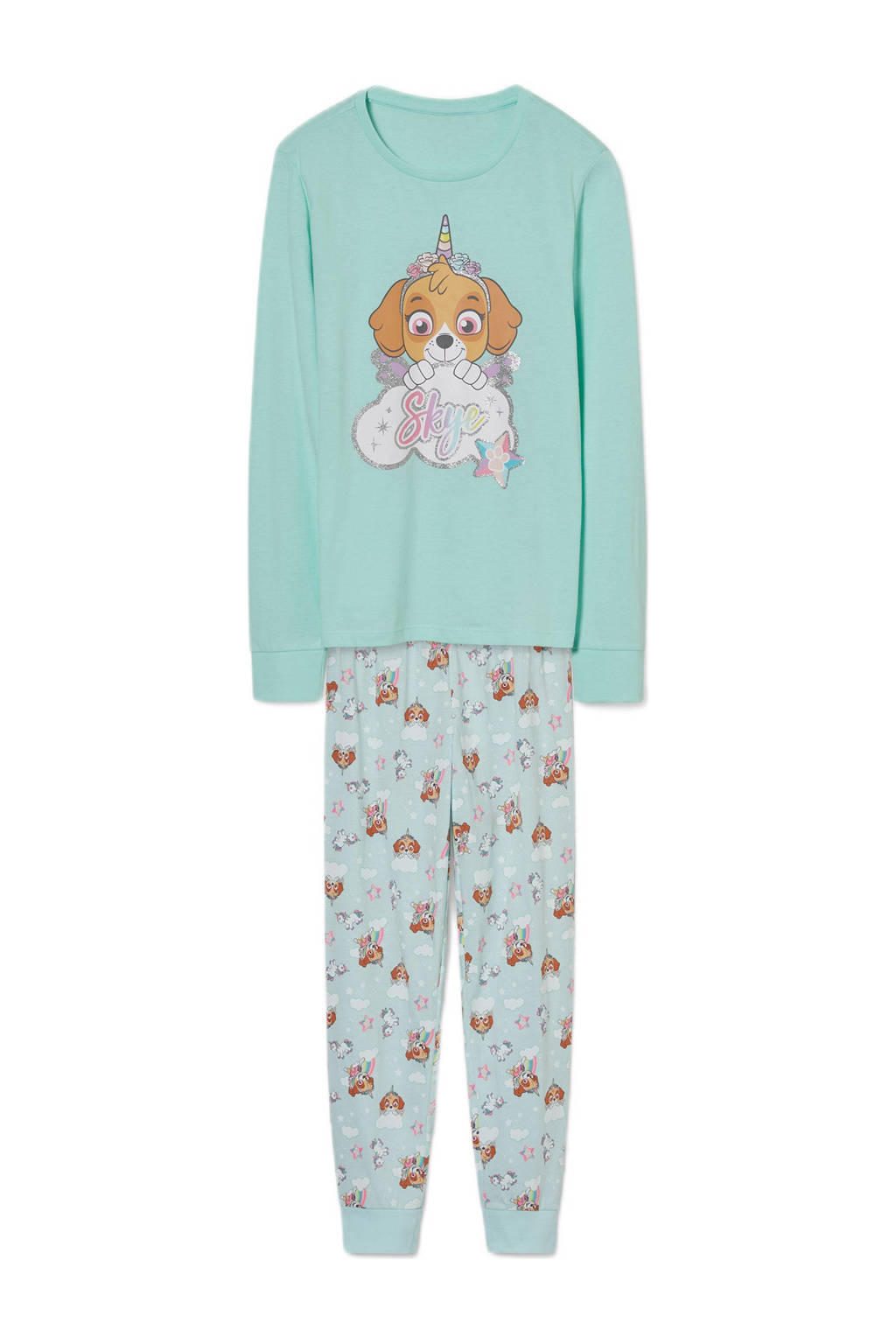C&A Paw Patrol pyjama met all over print lichtgroen, Lichtgroen