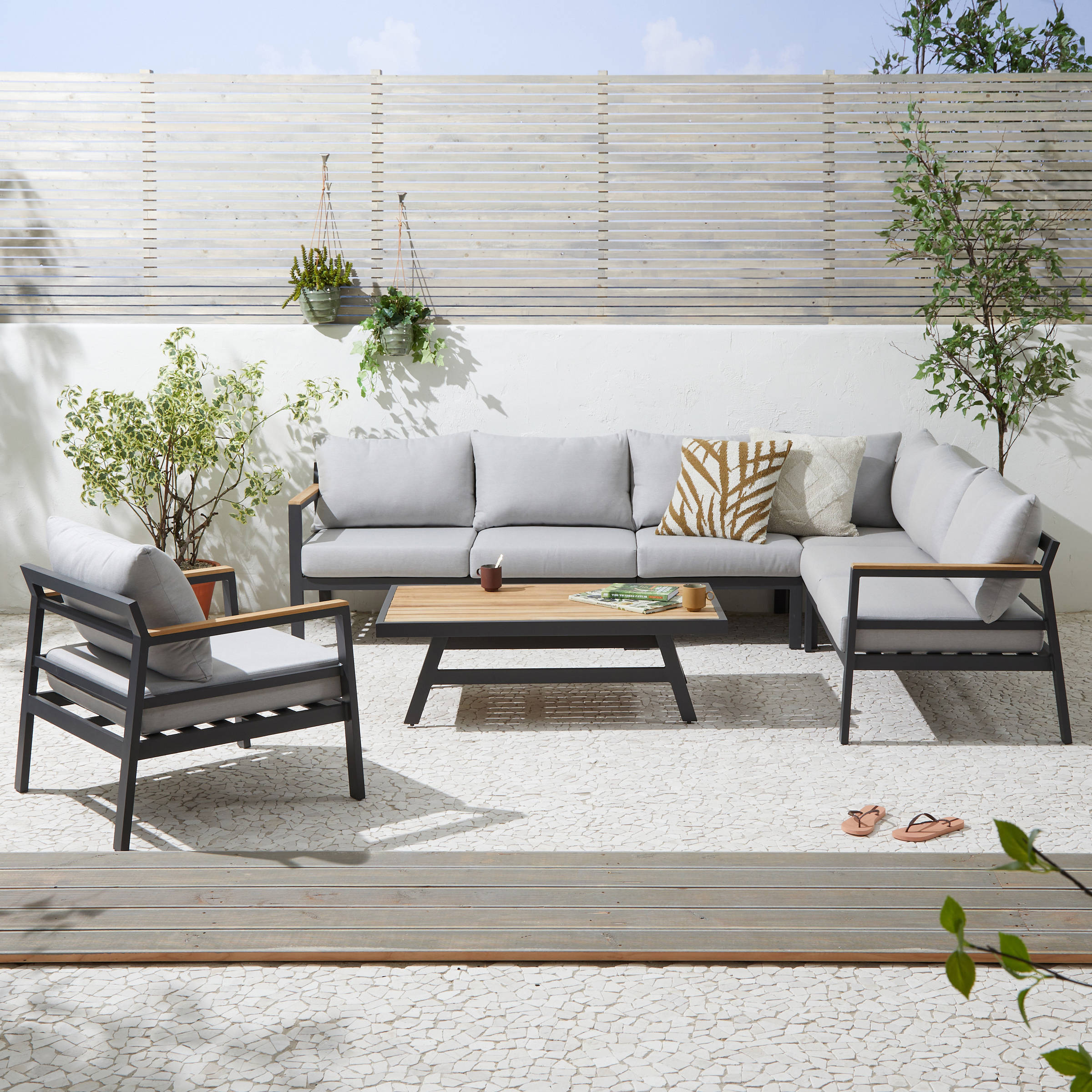 Wehkamp Home loungeset Avera met teak tafelblad | wehkamp