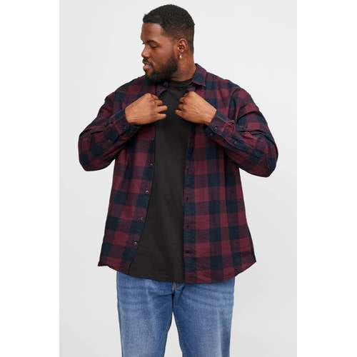 JACK & JONES PLUS SIZE geruit regular fit overhemd JJEGINGHAM Plus Size port royale afbeelding