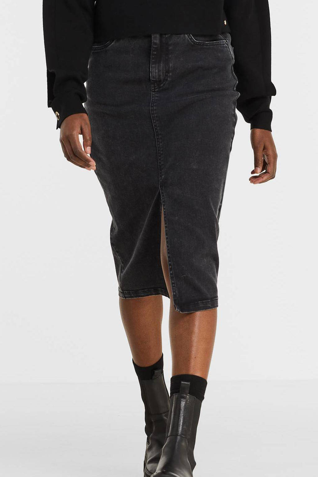 Zwarte dames Catwalk Junkie rok gemaakt van katoen en met rits- en drukknoopsluiting