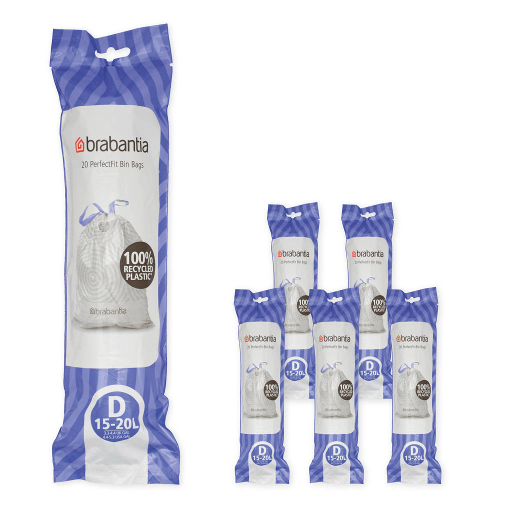 Brabantia PerfectFit Vuilniszakken - 15/20 l - Code D - 6 rollen x 20 stuks