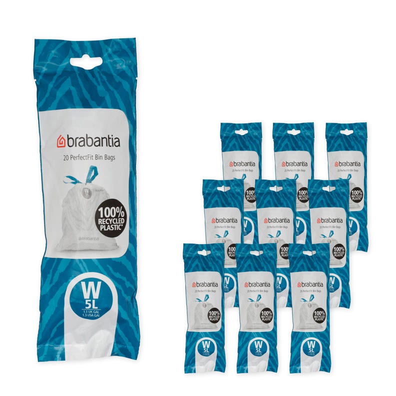 Brabantia PerfectFit Vuilniszakken - 5 l - Code W - 10 rollen x 20 ...