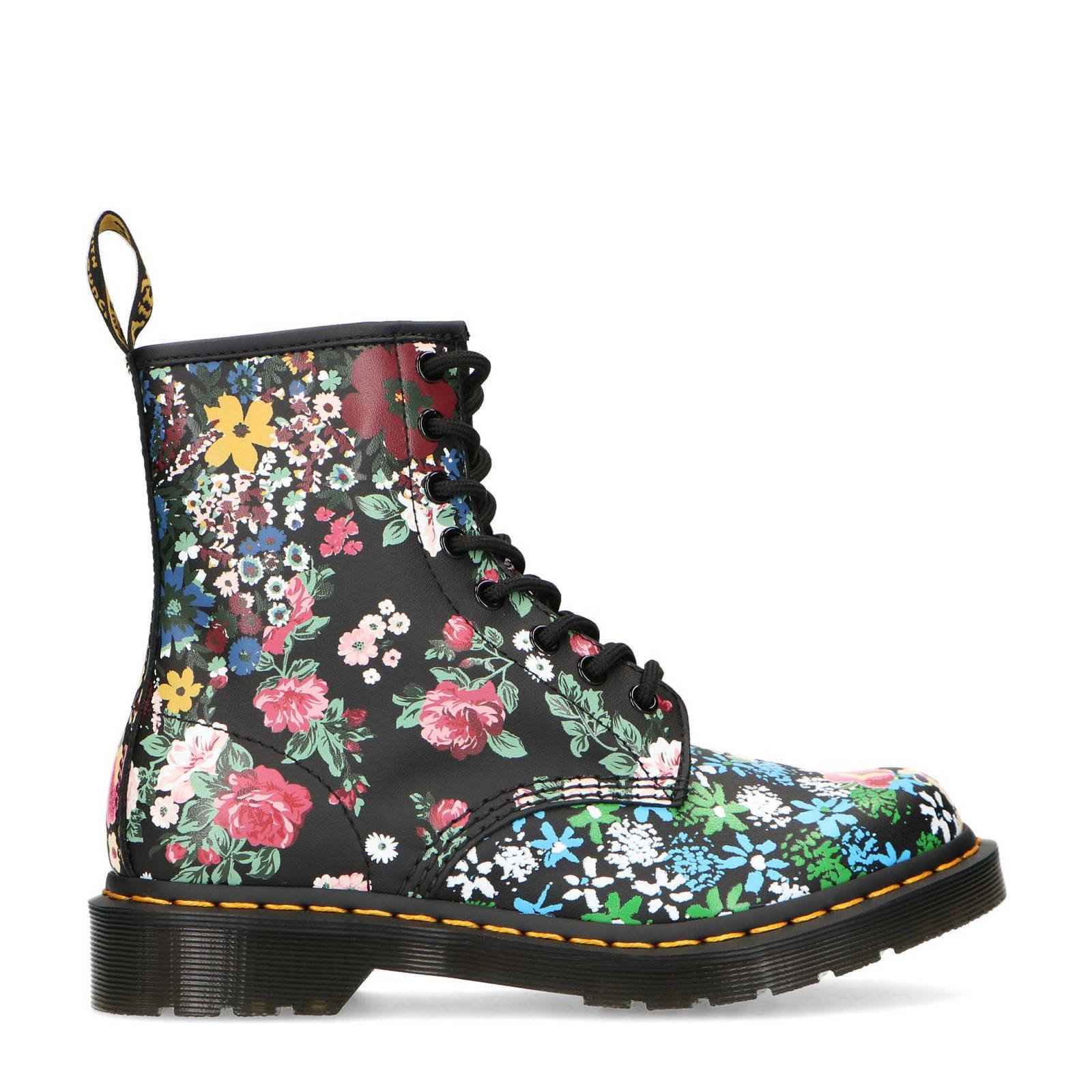 Dr. Martens 1460 Pascal leren veterboots met bloemenprint zwart