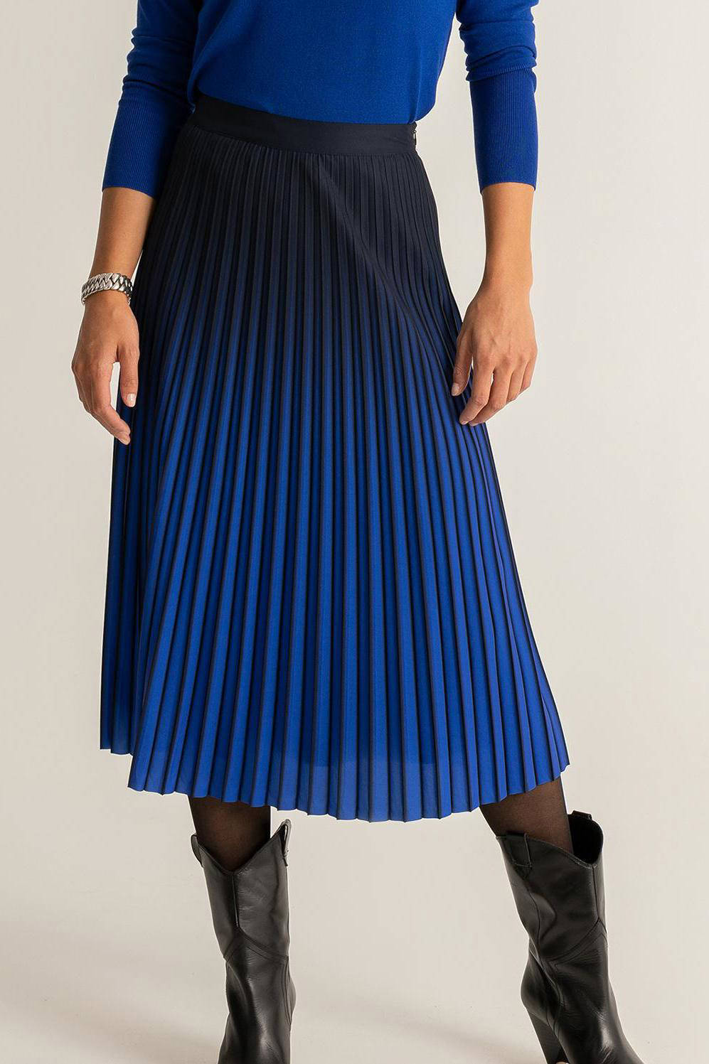 dip dye semi transparante rok blauw wit