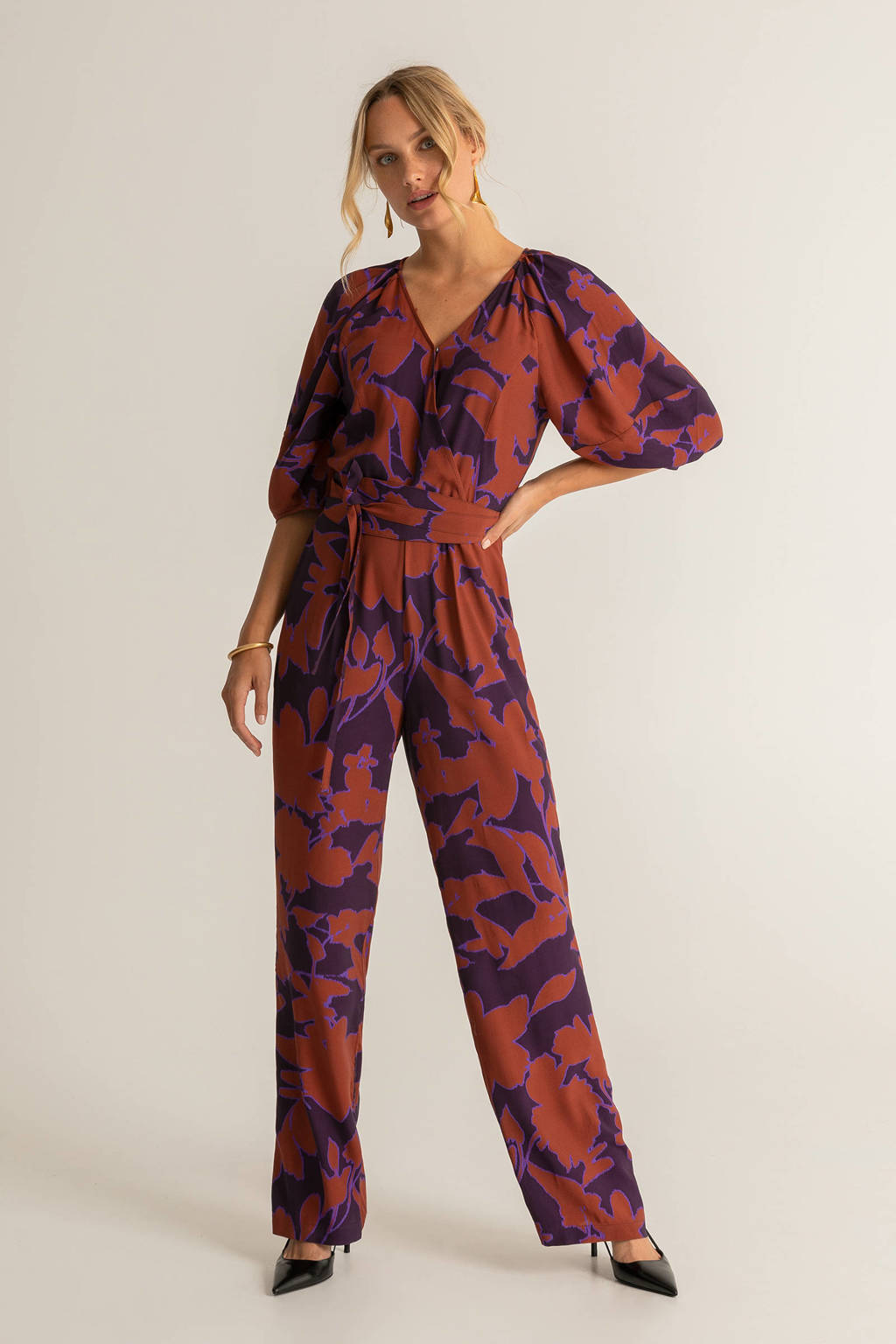 Expresso jumpsuit met all over print paars/lila/koraalrood, Paars/lila/koraalrood