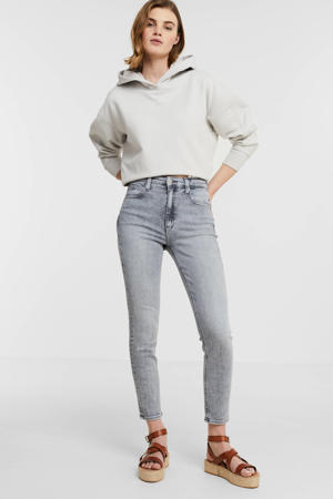 cropped high waist skinny jeans denim grey