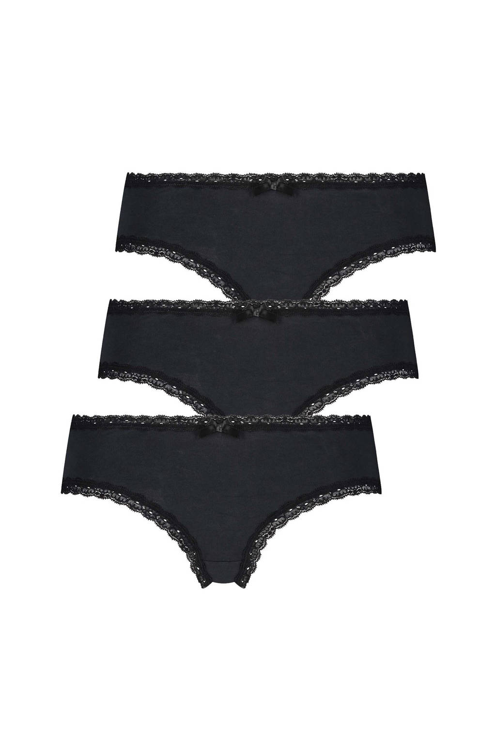 Hunkemöller brazilian Georgia (set van 3) zwart, Zwart