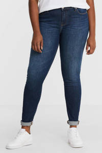 Donkerblauwe dames Tommy Hilfiger skinny jeans van stretchdenim met regular waist en rits- en knoopsluiting