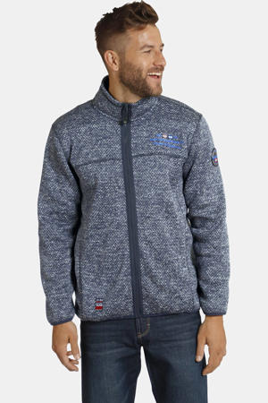 vest Plus Size met visgraat en borduursels donkerblauw