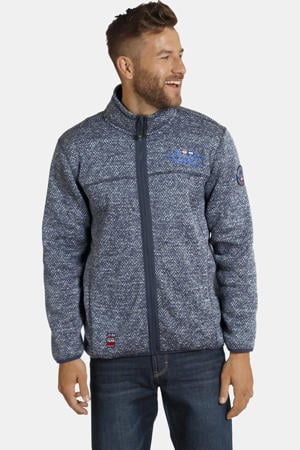 vest Plus Size met visgraat en borduursels donkerblauw