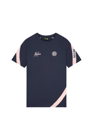   sport T-shirt Pre Match donkerblauw/roze