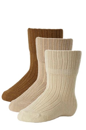 sokken - set van 3 bruin/zand/beige