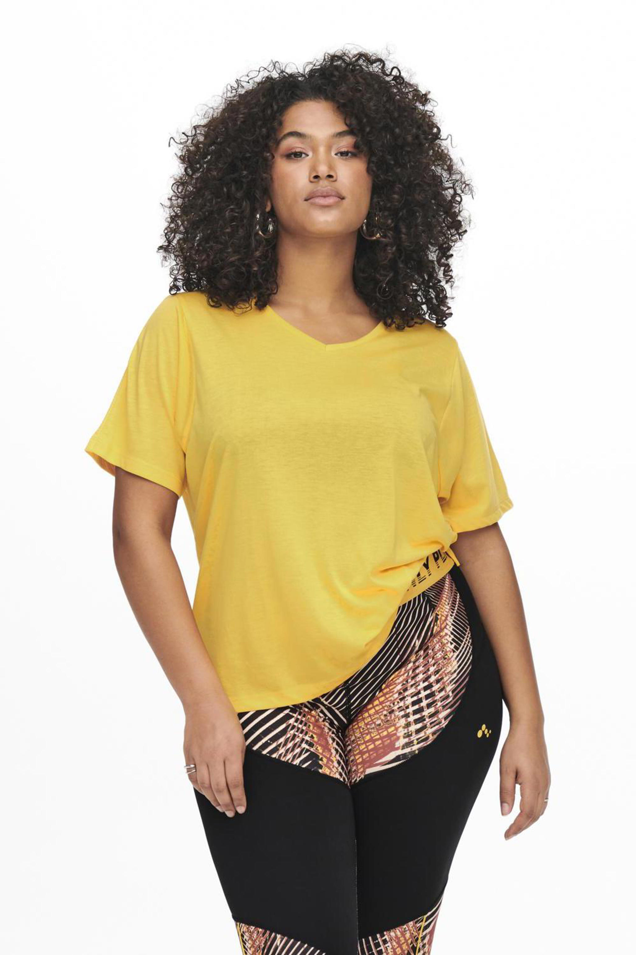 ONLY PLAY CURVY Plus Size sport Tshirt ONPMEE geel wehkamp