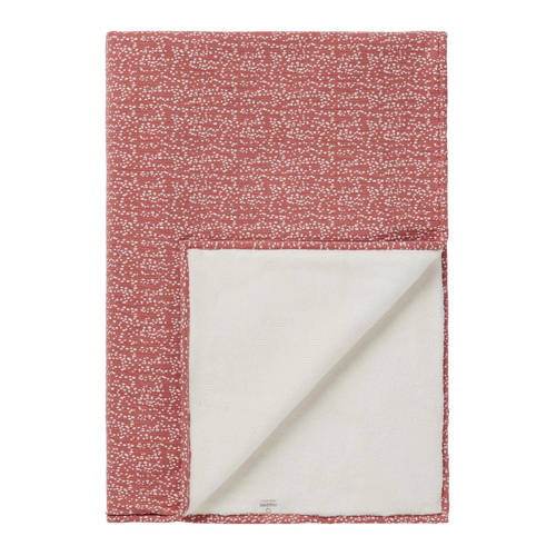 Noppies Baby Comfort Teddy Fancy Dot jersey reversible baby ledikantdeken 100x140 cm Brick Dust afbeelding