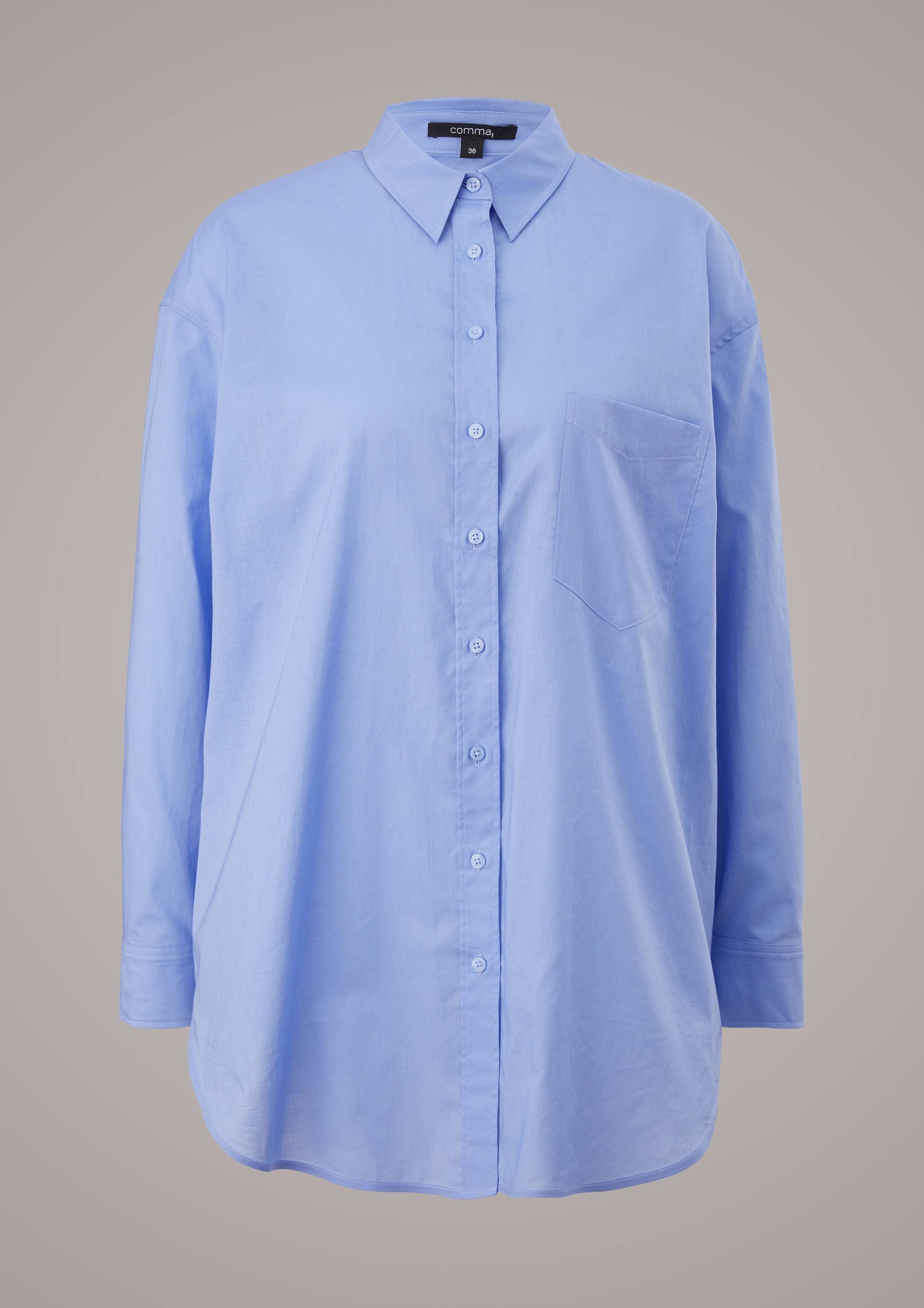 Comma geweven blouse met plooien blauw online kopen