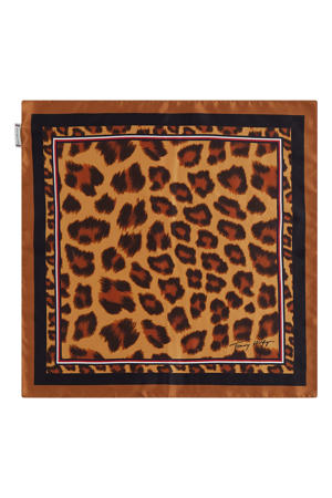 zijden sjaal met luipaardprint camel