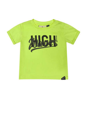 T-shirt Giome met printopdruk neon geel