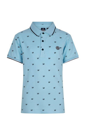 polo met all over print lichtblauw