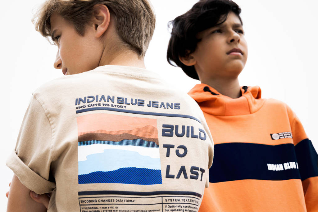 Indian Blue Jeans hoodie No guts oranje/zwart