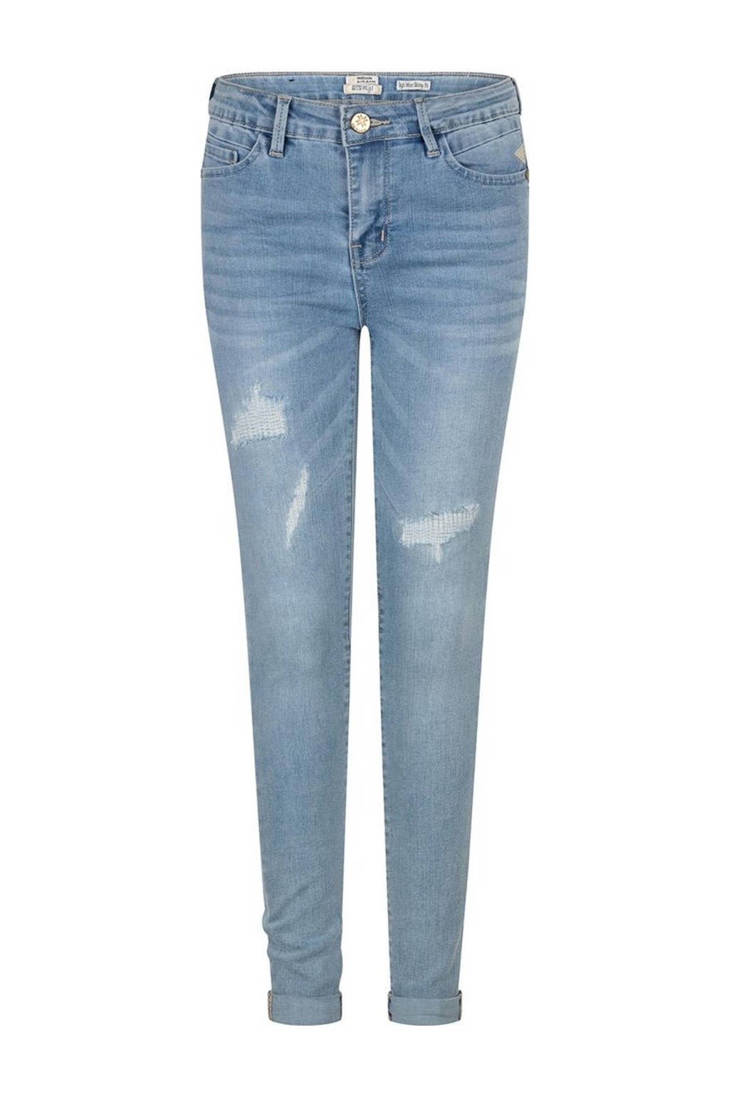 Indian Blue Jeans high waist super skinny jeans Lois met slijtage medium denim