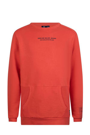sweater met tekst oranjerood