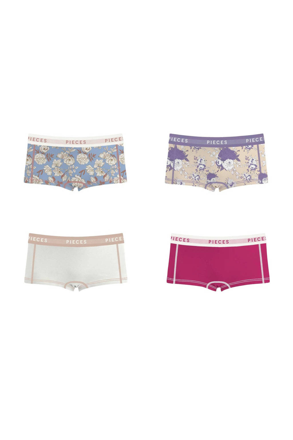 PIECES short PCLOGO beige/paars, Beige/paars