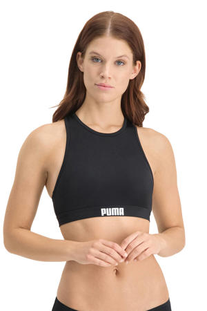 niet-voorgevormde crop bikinitop zwart