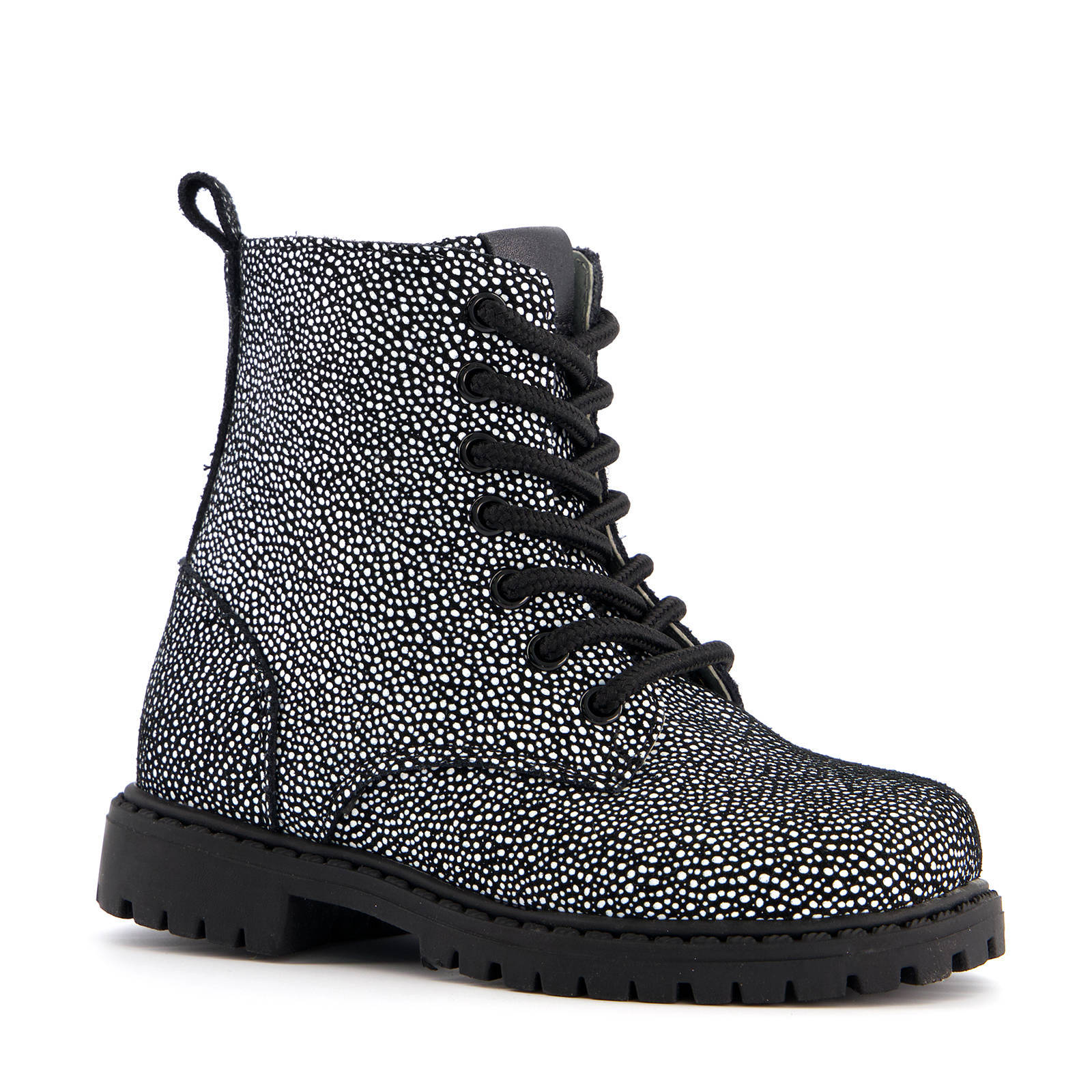 Scapino Groot leren veterboots zwart/wit | wehkamp