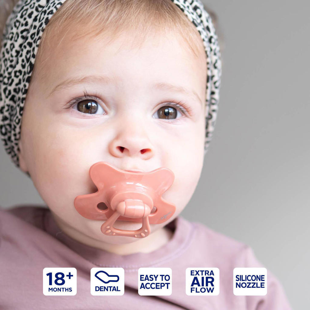 Difrax Dental Fopspeen 18+ Maanden Roodbruin 2 stuks wehkamp