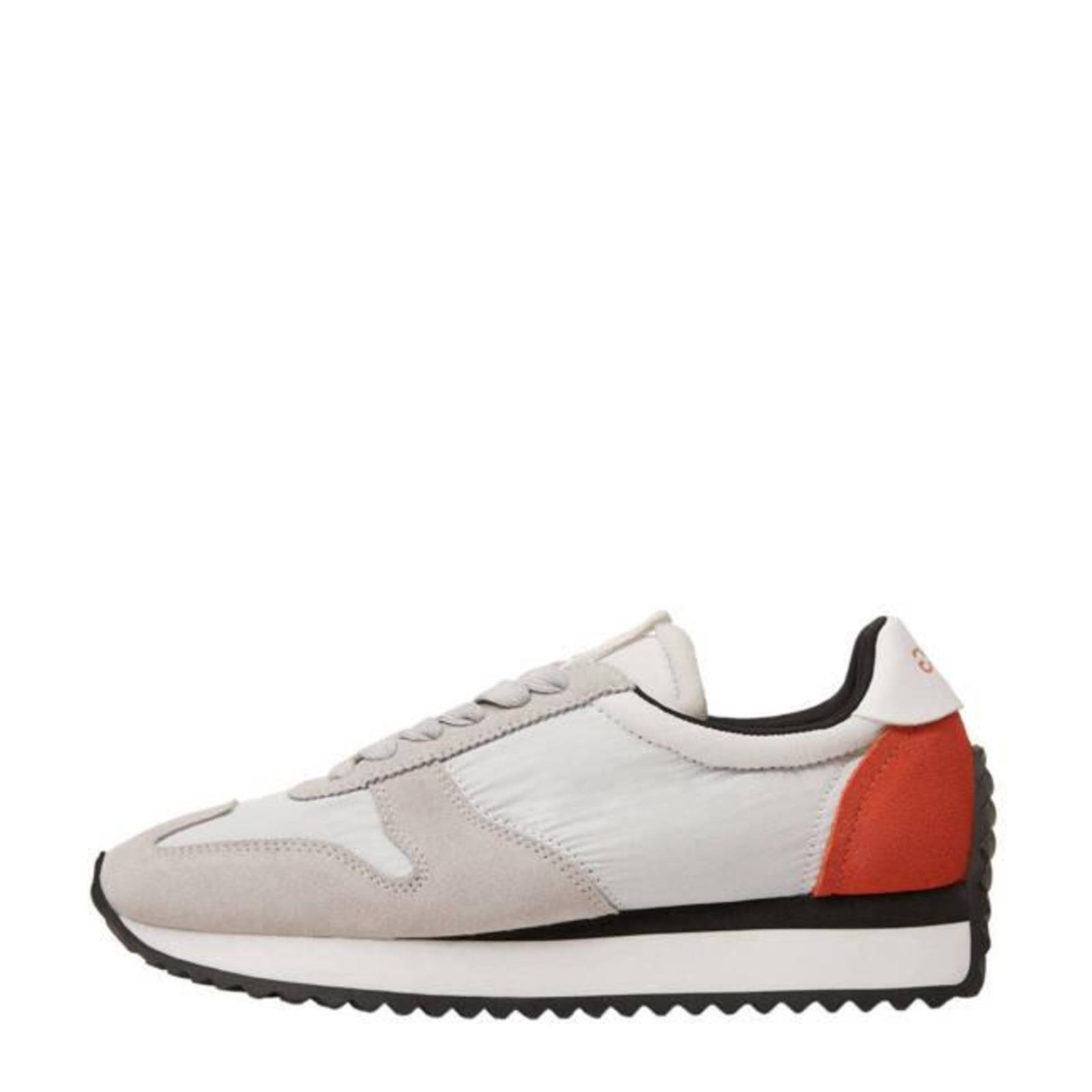 Mango leren sneakers lichtgrijs/oranje | wehkamp
