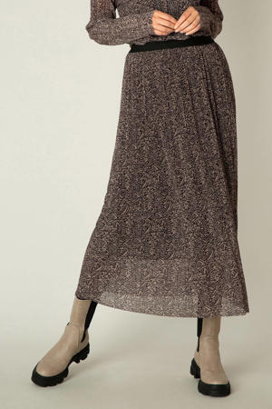 semi-transparante rok Aily met all over print taupe