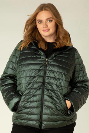 reversible gewatteerde jas groen/zwart