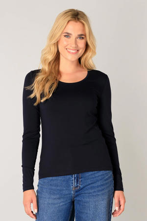basic longsleeve Yaso donkerblauw