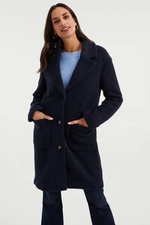 coat met textuur donkerblauw