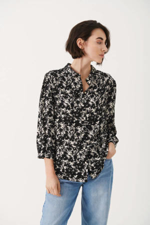 blouse NelliePW met all over print zwart/zand