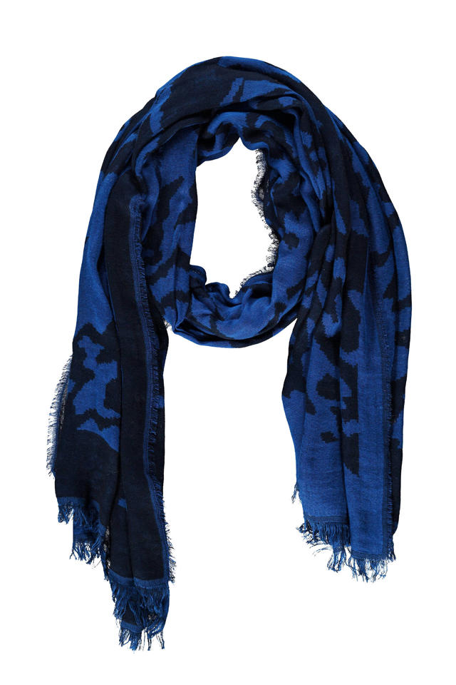 Psychologisch Messing schattig Expresso sjaal met all-over print kobalt blauw | wehkamp