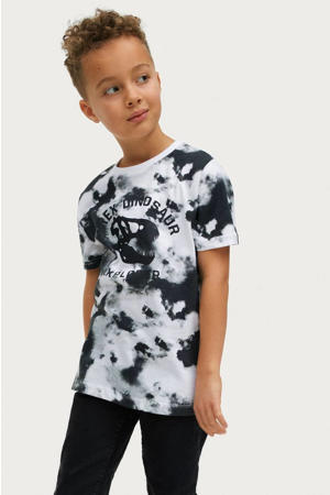 tie-dye T-shirt Liam zwart/wit