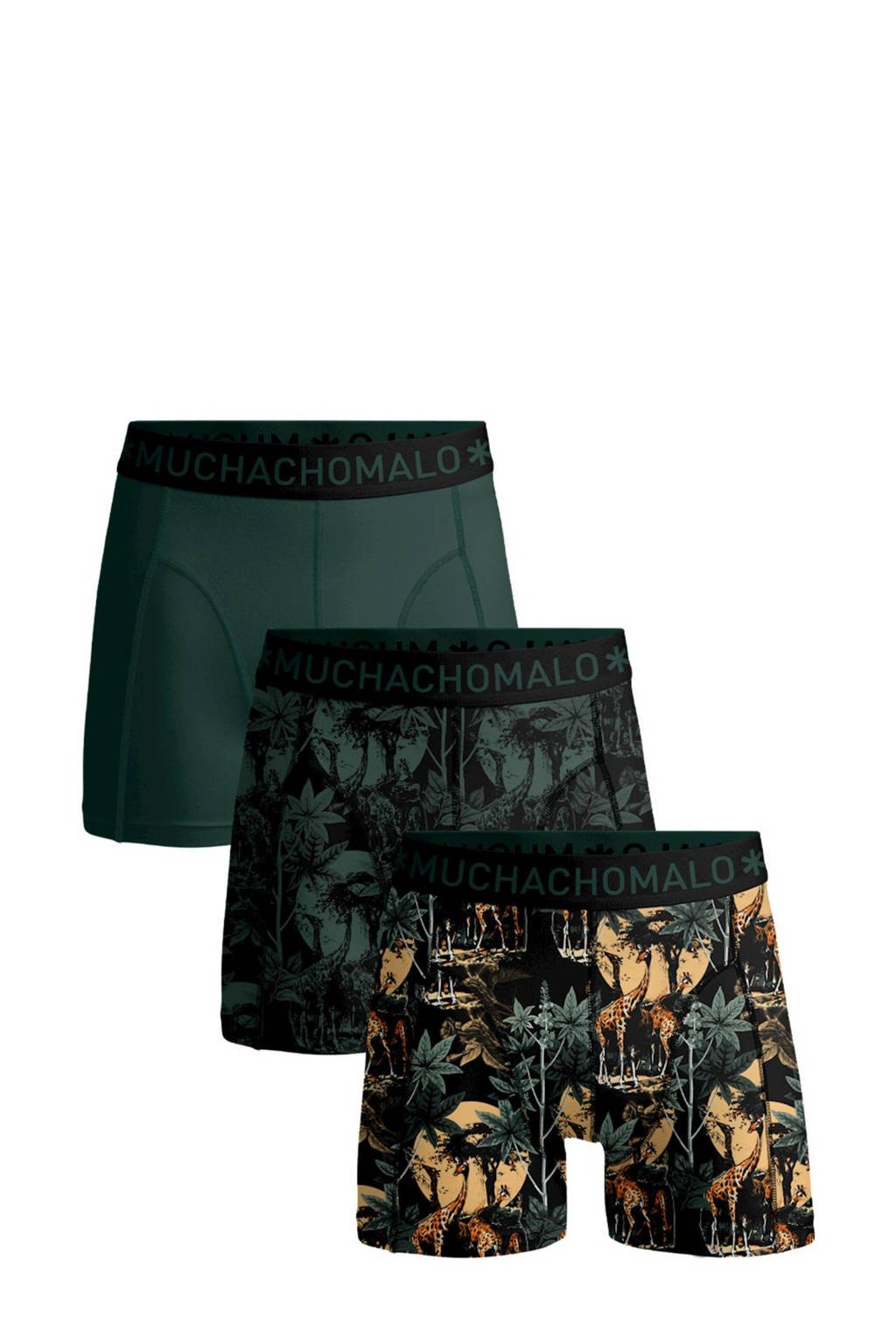 Muchachomalo boxershort Tropical - set van 3 groen/zwart/oranje, Groen/zwart/oranje