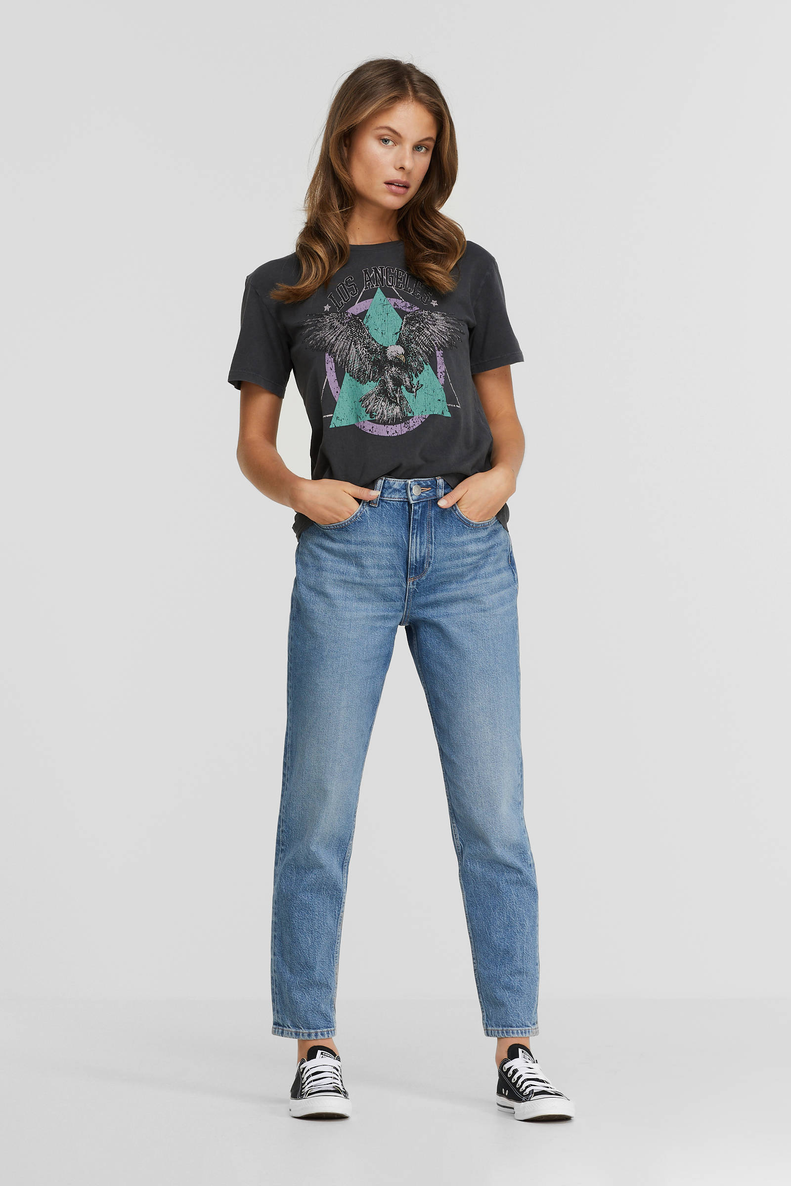 anytime mom jeans lichtblauw | wehkamp