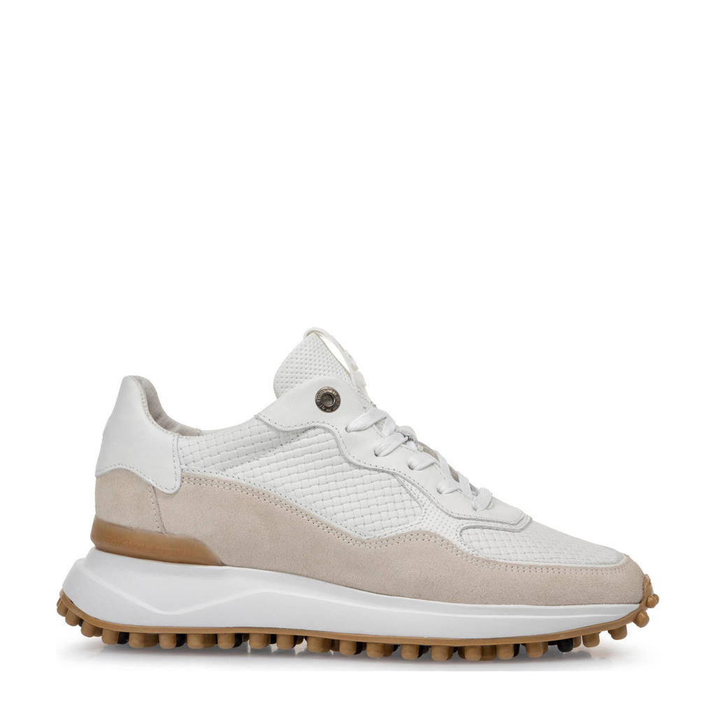 Floris van Bommel Noppi leren sneakers wit/beige wehkamp