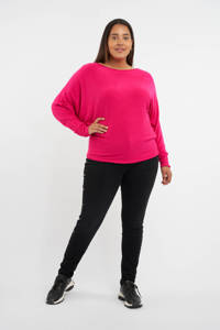 Roze dames MS Mode fijngebreide trui van polyacryl met lange mouwen en boothals