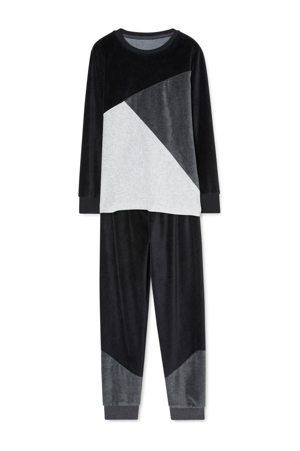 C&A   fleece pyjama met grafische print zwart, Zwart