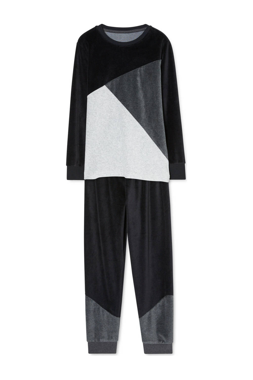 C&A fleece pyjama met grafische print zwart, Zwart
