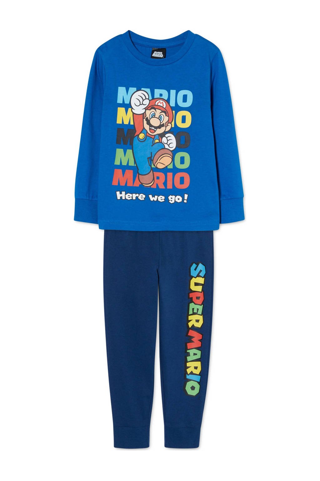 C&A Super Mario Super Mario pyjama met printopdruk blauw, Blauw