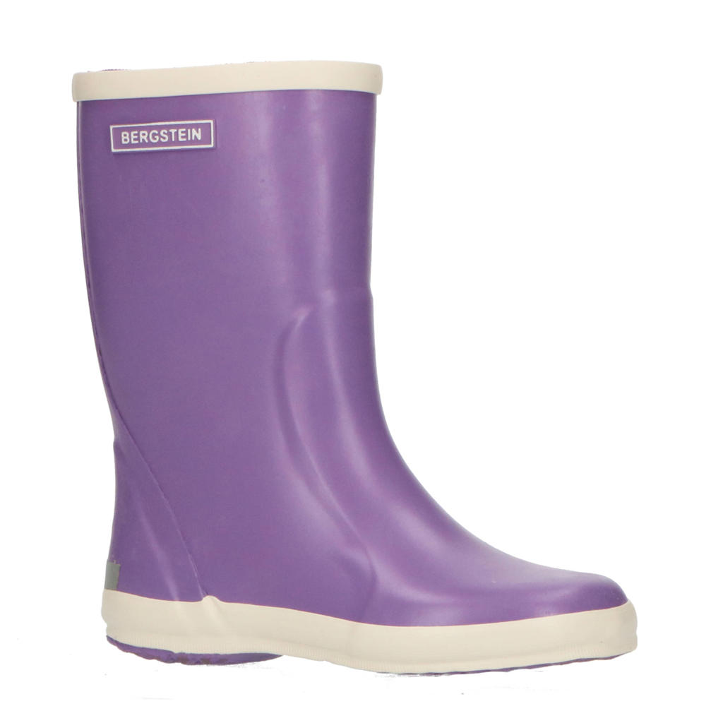 Paars, lichtgrijs en witte jongens en meisjes Bergstein regenlaarzen kids van 100% rubber met effen